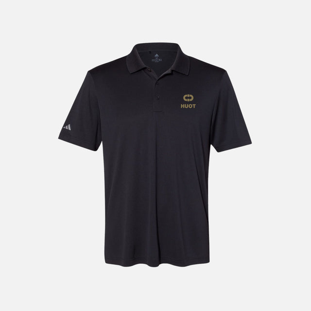 Polo à manches courtes Adidas A230 noir, vêtement pour homme avec col classique et logo Adidas visible.