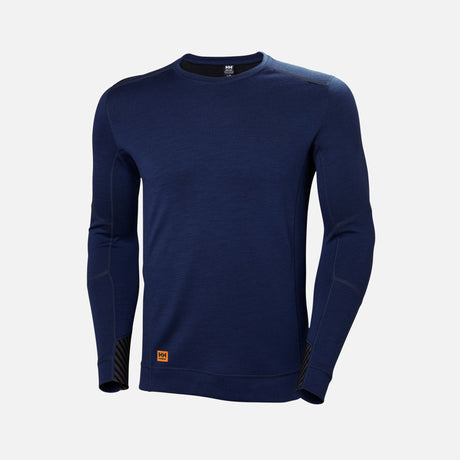 Chandail thermique à col rond Helly Hansen Lifa Max en marine, vêtements pour la gestion de l'humidité et la chaleur.