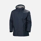 Veste imperméable Helly Hansen marine, robuste et résistante aux intempéries, adaptée pour les vêtements et vestes.