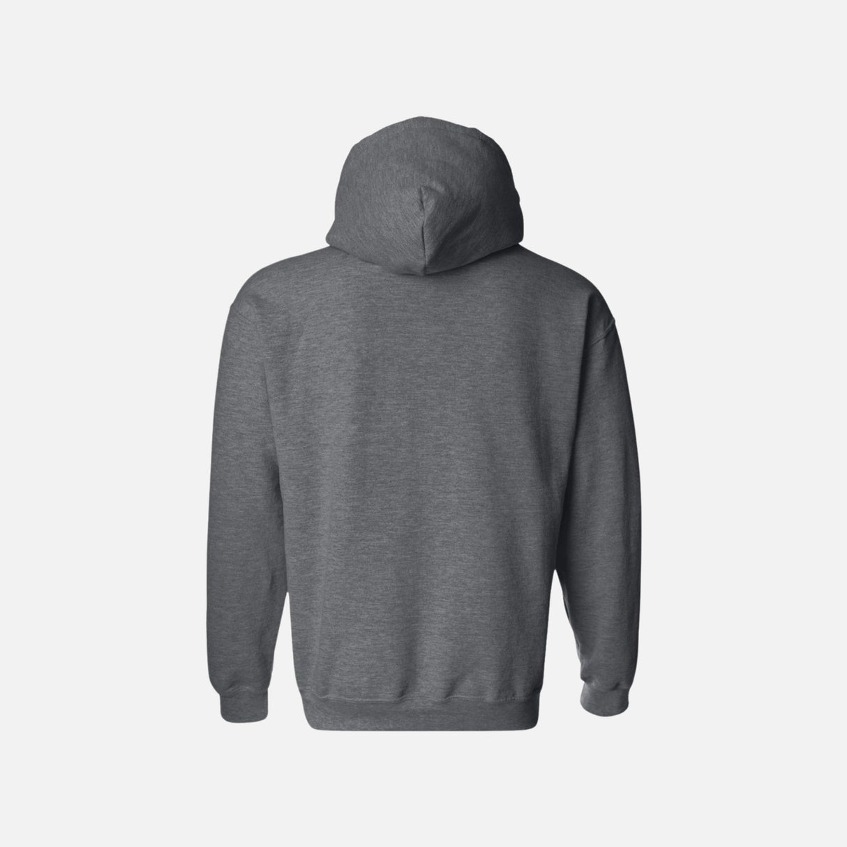 Chandail à capuchon gris foncé Gildan, vêtement à capuche pour homme, tissu doux et confortable, vue de face.