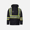 Imperméable haute visibilité noir de Canada Sportswear, veste de sécurité conforme CSA, pour une protection et visibilité optimales.