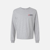 T-shirt manches longues Bella + Canvas gris athlétique, vêtement à manches longues pour homme ou femme, style décontracté.