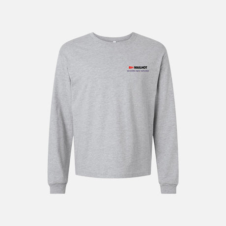 T-shirt manches longues gris athlétique Bella + Canvas, vêtement en coton avec coupe classique, porté sur un mannequin.
