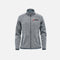 Veste polaire pour femme Stormtech FHZ-1W gris, vêtement chaud et confortable avec fermeture éclair, vue de face.