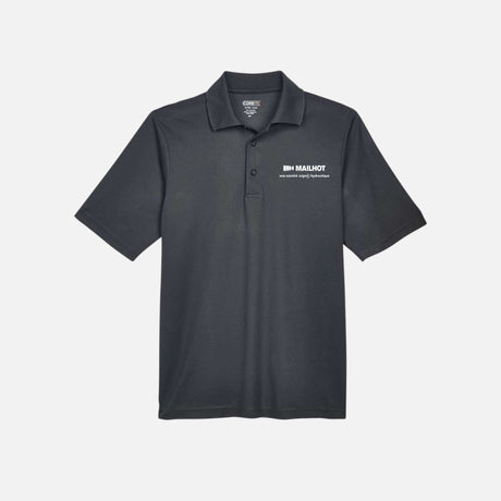 Polo performance Core365 mailhot bureau en tissu léger de couleur charbon, style sportif et confortable.