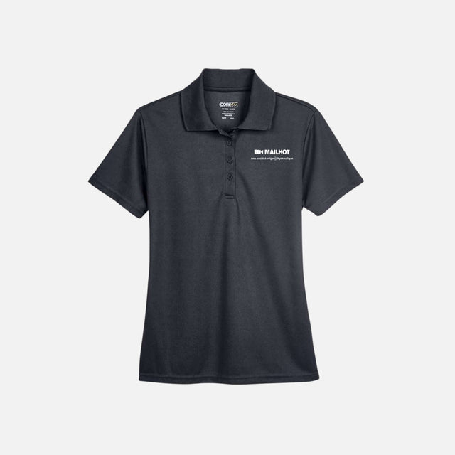 Polo performance pour femme Core365, modèle Origin 78181, en tissu charbon, vêtement polo de sport élégant et confortable.