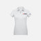 Polo à manches courtes pour femme Biz, modèle P706LS, en coton blanc, porté sur mannequin, vêtements polos élégants et confortables.