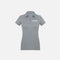 Polo à manches courtes pour femme Biz, modèle P706LS, couleur argent, porté en gros plan, tissu léger et confortable.