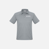 Polo à manches courtes pour homme Biz, modèle P706MS, en tissu argenté, porté sur mannequin, vêtement élégant et décontracté