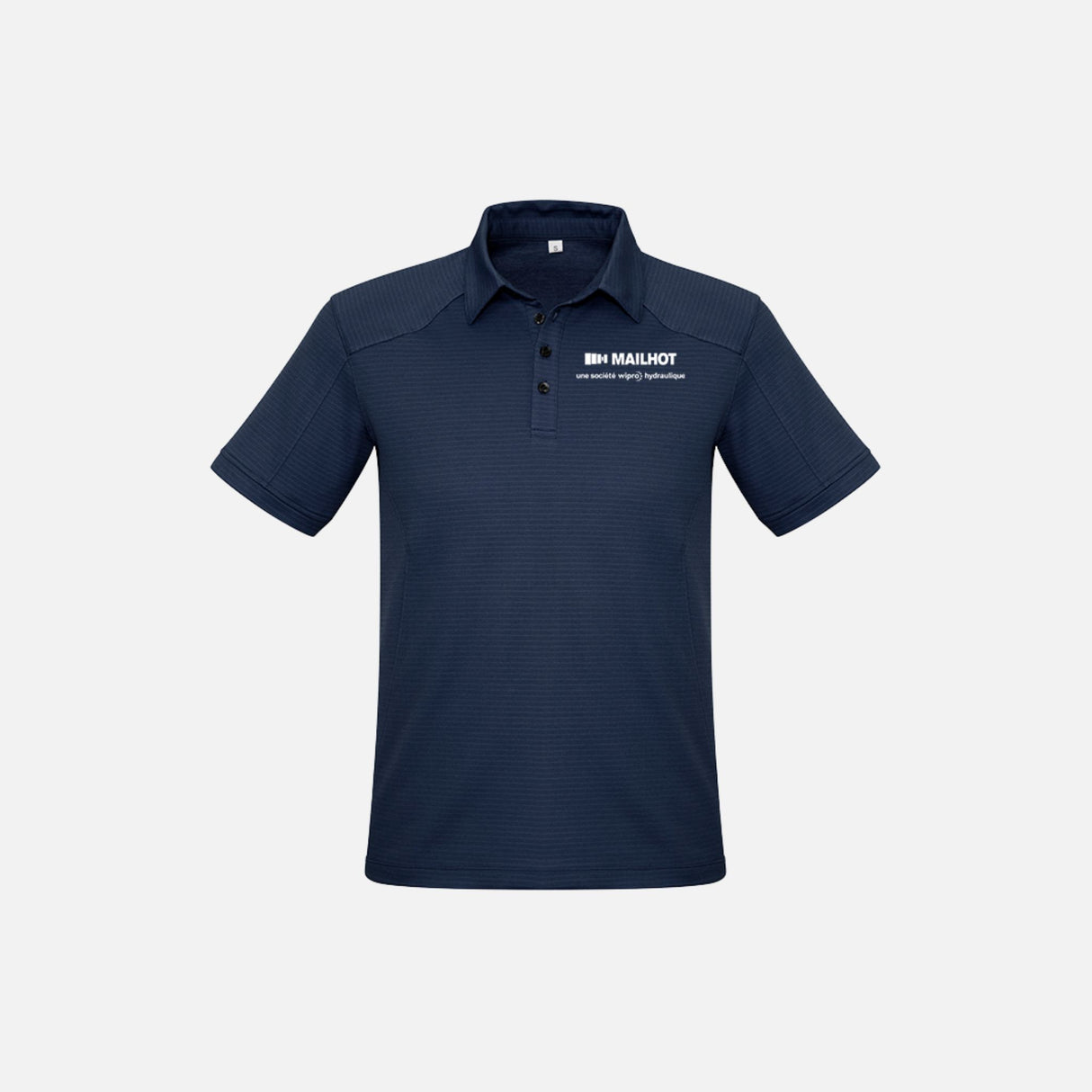 Polo à manches courtes pour homme Biz, modèle P706MS, en tissu bleu marine, porté sur mannequin avec col classique.