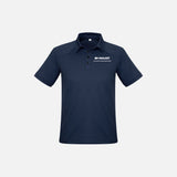 Polo à manches courtes pour homme Biz, modèle P706MS, en tissu bleu marine, porté sur mannequin avec col classique.