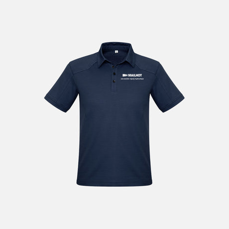 Polo à manches courtes pour homme Biz, modèle P706MS, en tissu bleu marine, porté sur mannequin avec col classique.