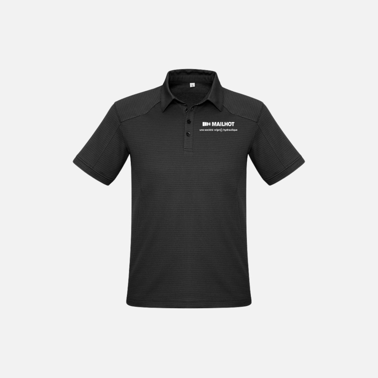 Polo à manches courtes pour homme de la marque Biz, modèle P706MS, en tissu noir, portant un design classique.