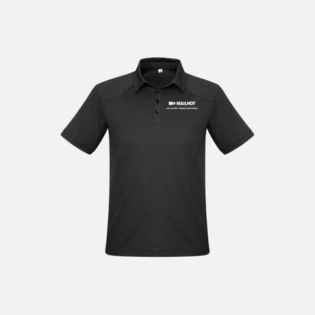 Polo à manches courtes pour homme de la marque Biz, modèle P706MS, en tissu noir, portant un design classique.