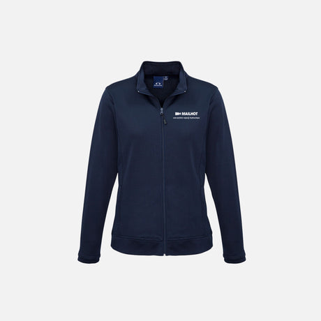 Veste zippée pour femme Biz SW520L en marine, vêtement veste légère avec fermeture éclair, style moderne et confortable.