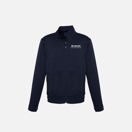 Veste zippée pour homme Biz SW520M en marine, vêtement de veste pour homme avec fermeture éclair et style décontracté.