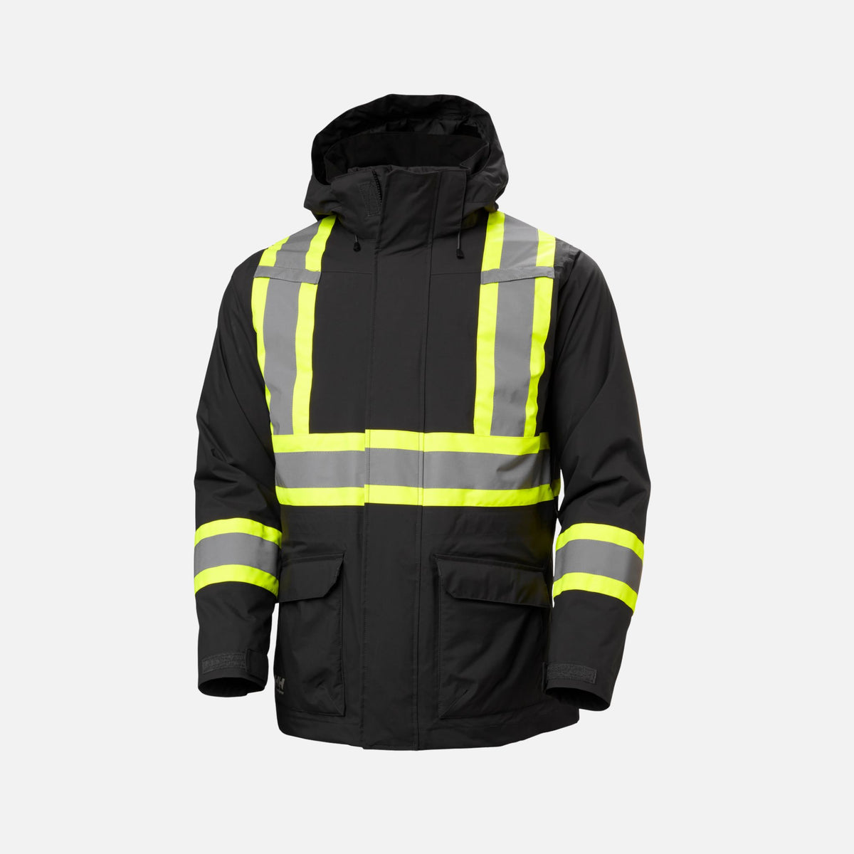 Manteau haute visibilité Helly Hansen pour l'hiver, noir, vêtements de sécurité et protection polyvalente.