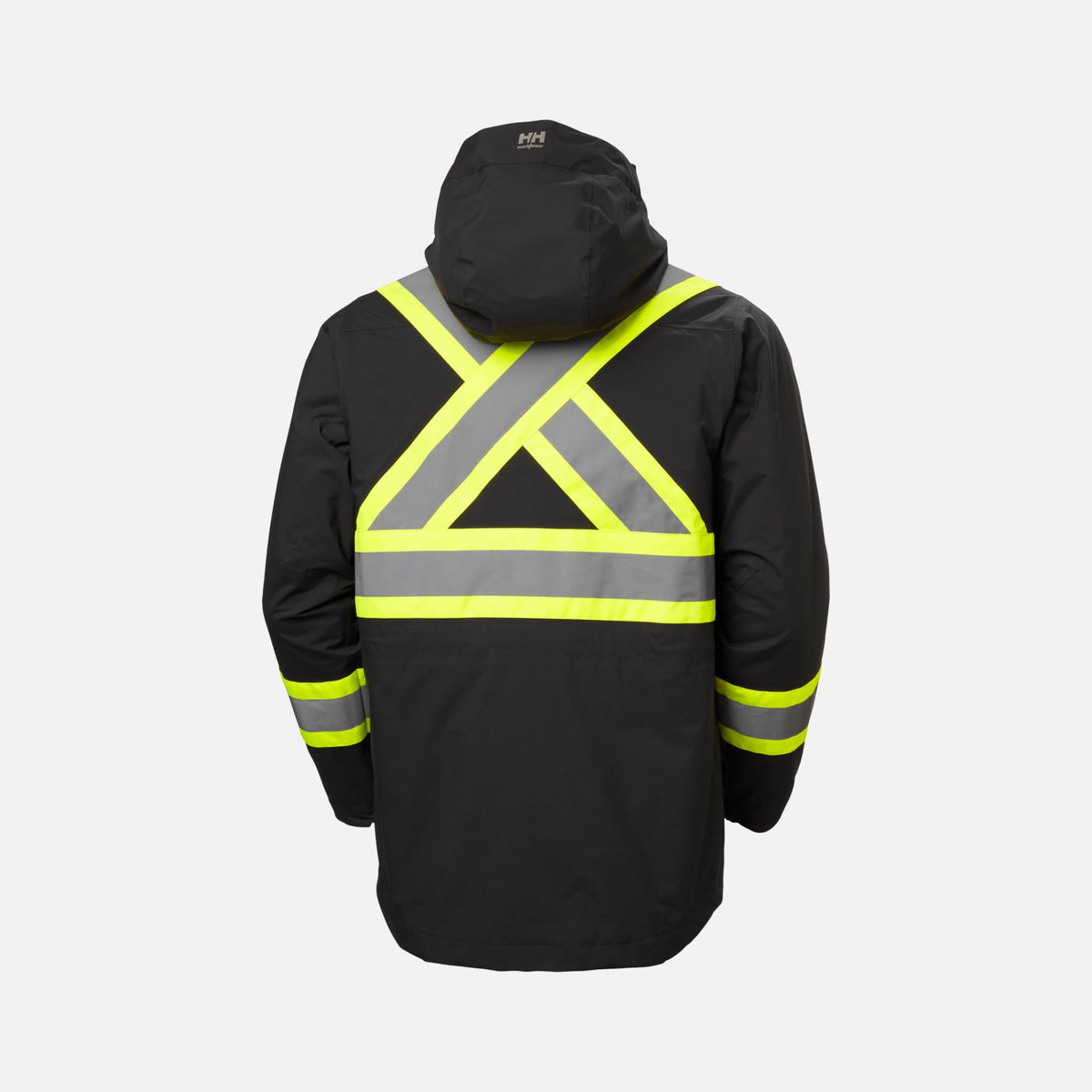 Manteau haute visibilité Helly Hansen pour l'hiver, noir, vêtement de sécurité et protection contre le froid.