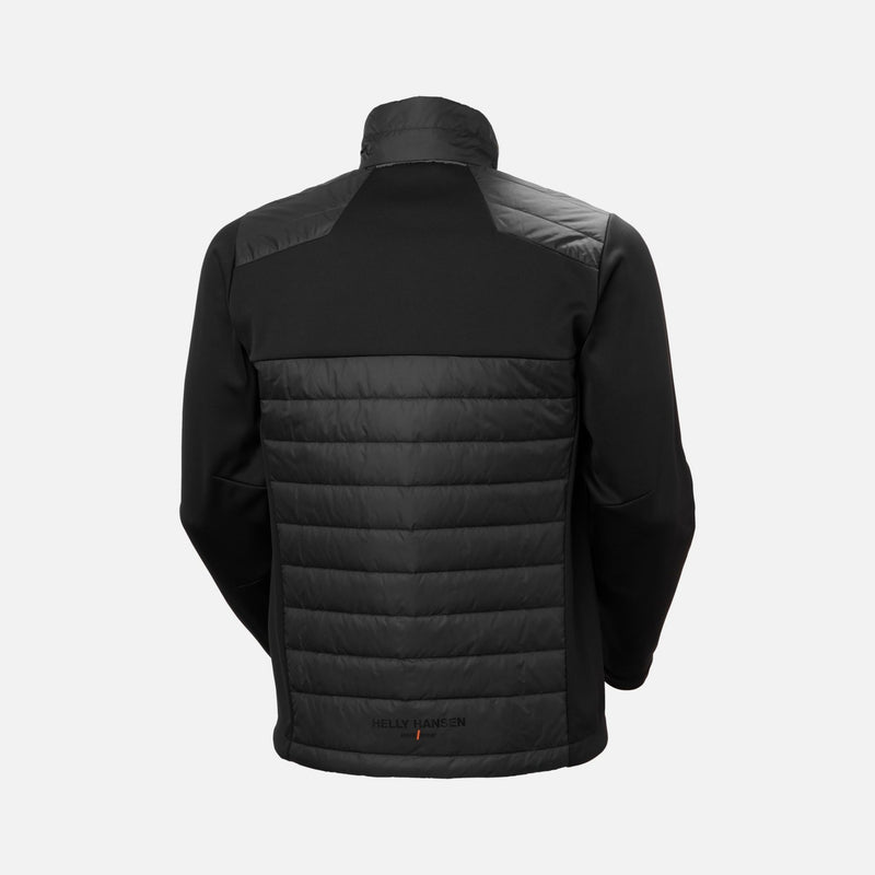 Manteau isolé Helly Hansen Oxford Hybrid, noir, pour travail hivernal, chaleur contrôlée et mobilité active, vêtements-manteaux.