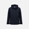 Manteau coquille pour homme Biz Atlas en coloris marine, vêtement d'extérieur avec capuche et fermeture éclair.