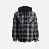 Manteau en flanelle matelassée WRTK gris, vêtement chaud et décontracté pour un style confortable et tendance.