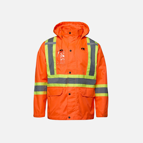 Manteau haute visibilité imperméable pour la sécurité, respirant, de la marque Canada Sportswear, en orange, pour une visibilité optimale.