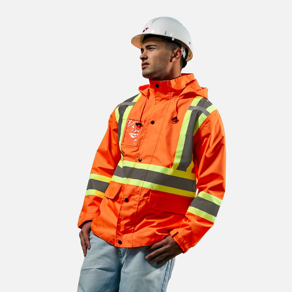 Manteau haute visibilité imperméable pour la sécurité, respirant, de la marque Canada Sportswear, couleur orange, modèle Storm.