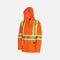 Manteau imperméable haute visibilité orange pour femme de Surewerx, veste de sécurité résistante et conforme CSA.
