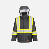 Manteau de pluie ignifuge noir Viking, vêtements de sécurité et visibilité, imperméable et résistant au feu.