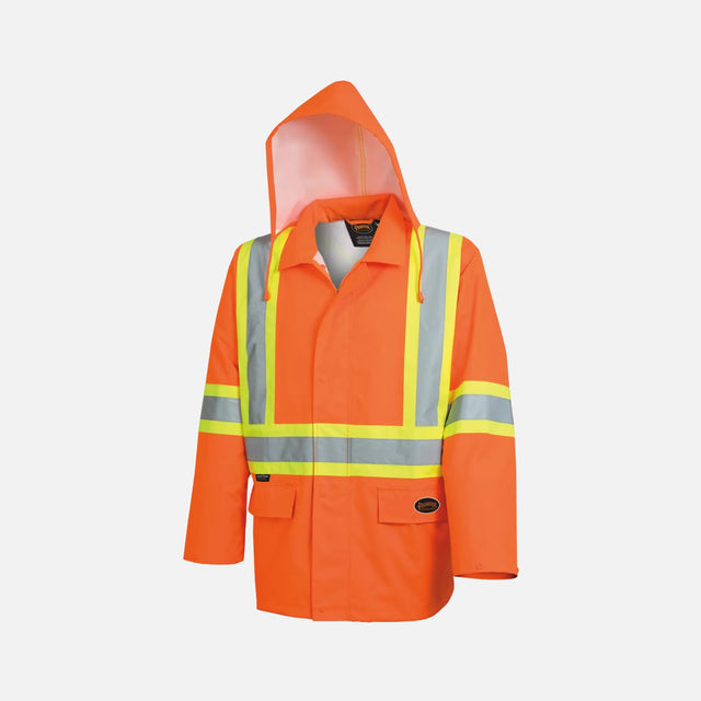 Manteau de sécurité imperméable orange de la marque Surewerx, résistant avec ventilation accrue, pour vêtements de sécurité et visibilité