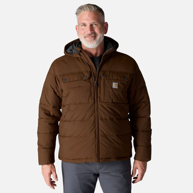 Manteau isolant Carhartt brun, vêtement d'hiver avec isolation thermique pour une protection contre le froid.