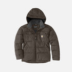 Manteau isolant Carhartt, vêtement chaud d'hiver avec isolation intensive, couleur café, conçue pour une protection contre le froid.