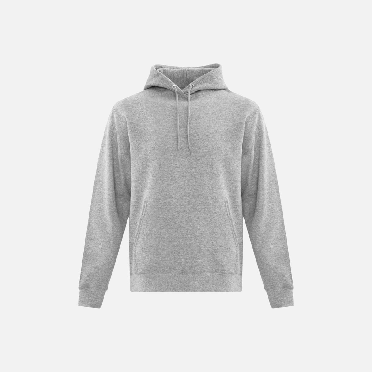 Chandail à capuchon gris ATC Sanmar en molleton, vêtement confortable avec capuche pour une tenue durable et chaude.