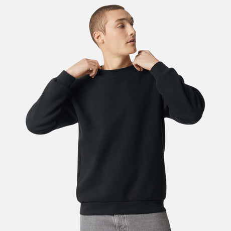 Molleton à col rond unisexe American Apparel RF496 noir, vêtement confortable en coton pour hommes et femmes.