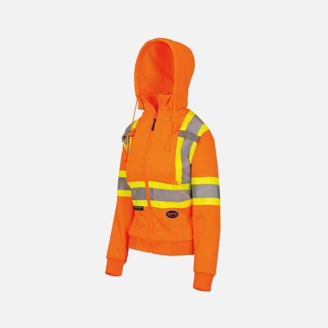 Molleton à capuchon haute visibilité pour femme Surewerx, orange, chaud et confortable, vêtement de sécurité et de protection.