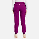 Pantalon jogger médical MedCouture en tissu extensible, couleur prune royale, avec poches pratiques, pour vêtements-uniformes.
