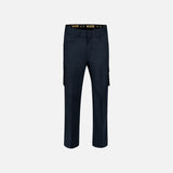 Pantalon cargo Superflex WRTK, extensible et moderne, en tissu marine, adapté au travail, vue de face sur mannequin.