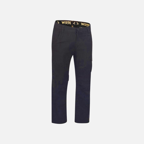 Pantalon de travail extensible noir WRTK avec poches à genouillères, vêtements de travail robuste et pratique.