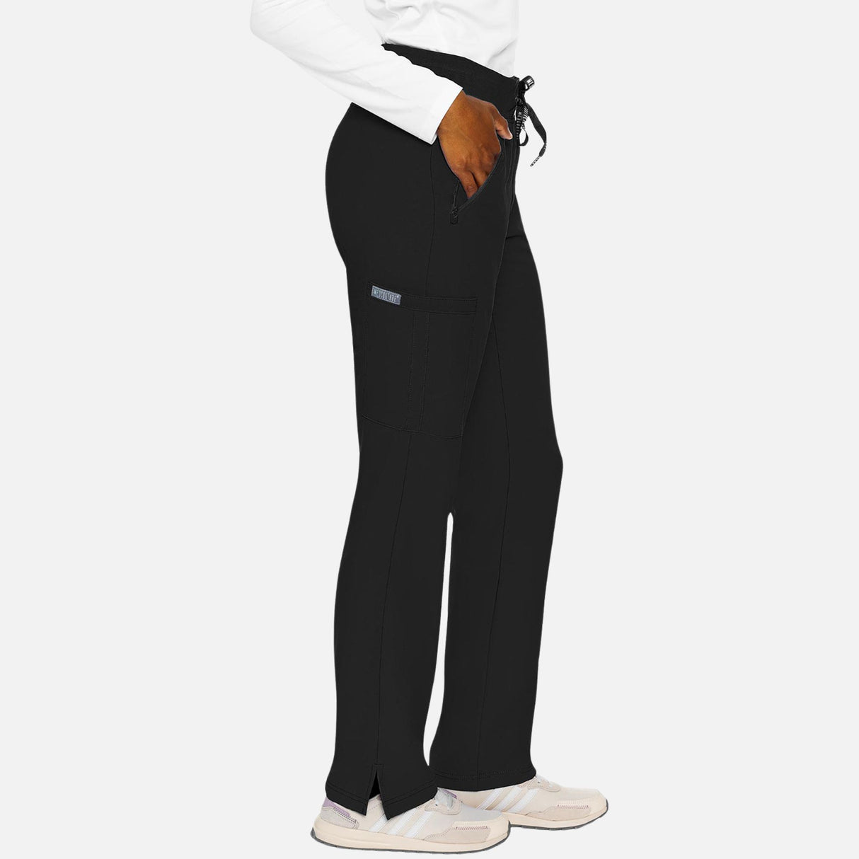 Pantalon médical MedCouture MC Insight, coupe droite et extensible, vêtement uniforme pour professionnel de santé, noir.