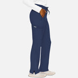 Pantalon médical MedCouture MC Insight en tissu extensible, coupe droite et confortable, en coloris bleu marine.
