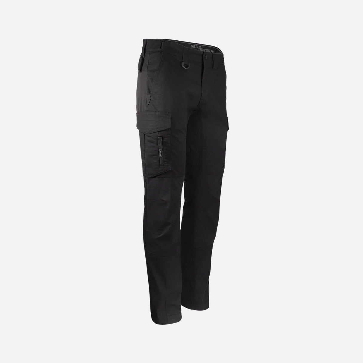Pantalon de travail extensible noir Gatts, léger et confortable, offrant une mobilité accrue pour les professionnels.