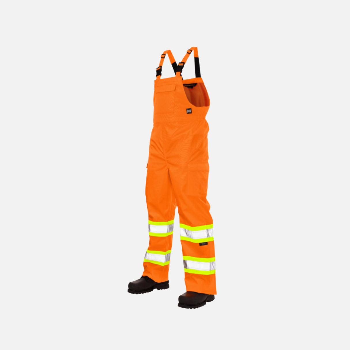 Salopette de sécurité imperméable Tough Duck en tissu ripstop orange, non doublée, vêtements de sécurité et visibilité.