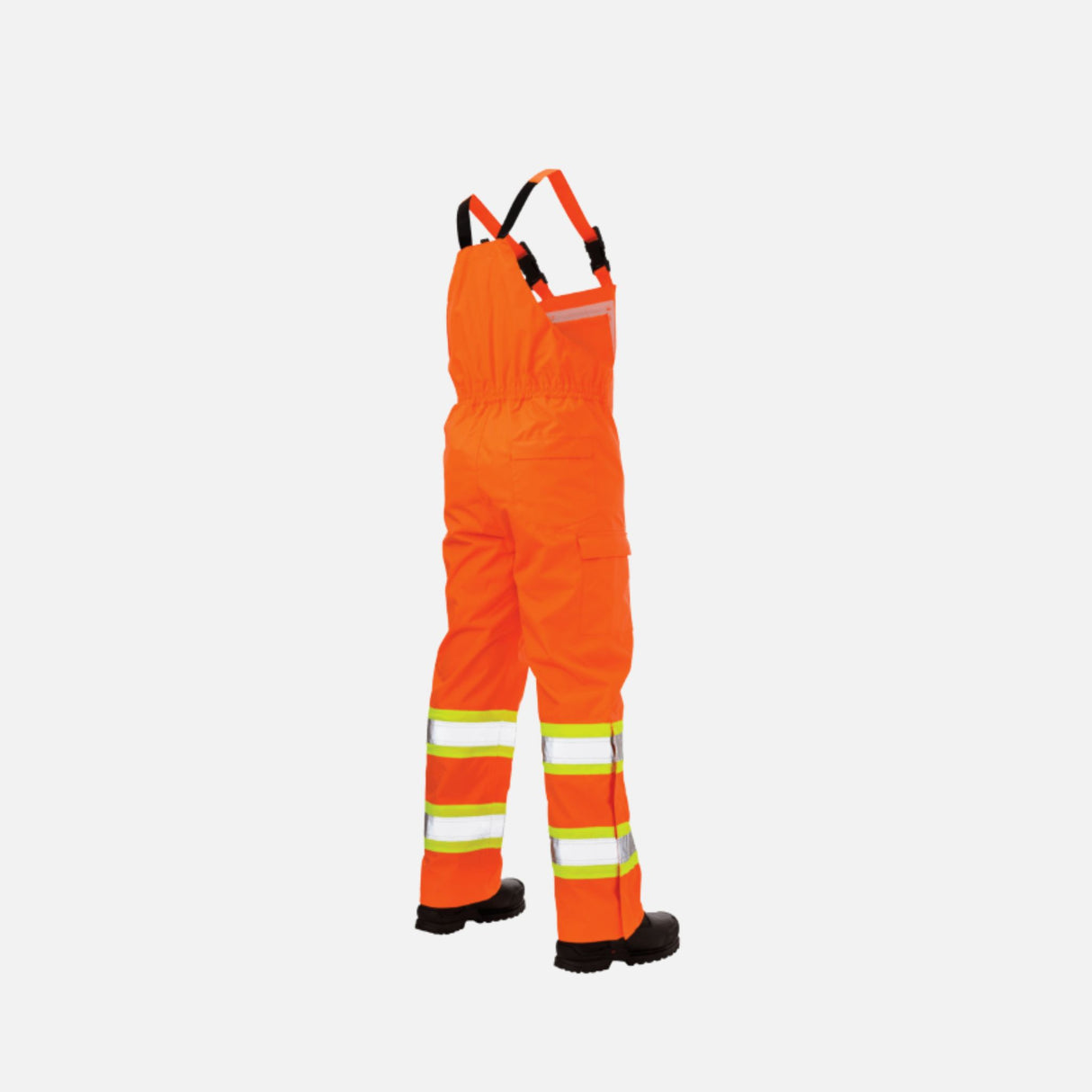 Pantalon de sécurité imperméable Tough Duck en tissu ripstop orange, non doublé, pour vêtements de sécurité et visibilité.