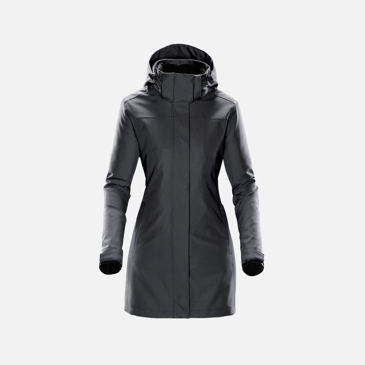 Parka 3-en-1 pour femme Avalante Stormtech, manteau chaud avec capuche et doublure amovible, couleur charbon.