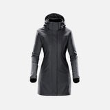Parka 3-en-1 pour femme Avalante Stormtech, manteau chaud avec capuche et doublure amovible, couleur charbon.
