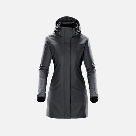 Parka 3-en-1 pour femme Avalante Stormtech, manteau chaud avec capuche et doublure amovible, couleur charbon.