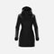 Manteau 3-en-1 pour femme Stormtech, parka noire avec capuche amovible et doublure thermique.
