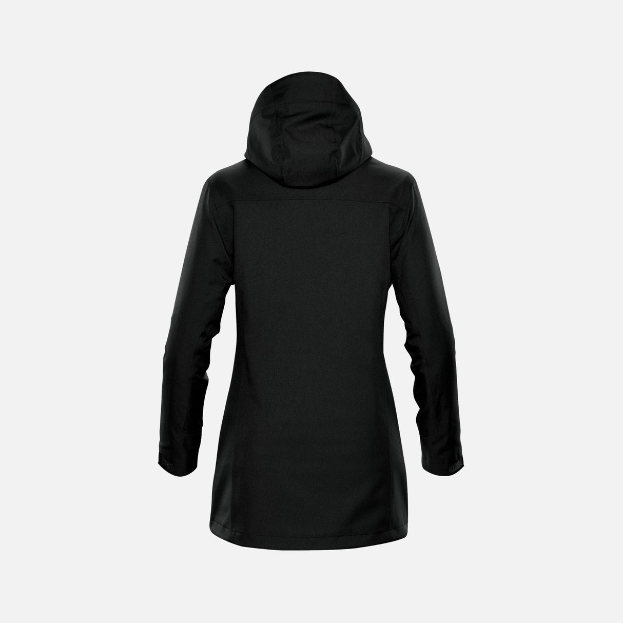 Manteau 3-en-1 pour femme Stormtech, parka noire avec capuche amovible, vêtement d'hiver chaud et pratique.