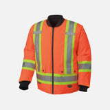 Parka haute visibilité 7-en-1 pour homme de Surewerx, réversible, imperméable, orange et noir, vêtement de sécurité polyvalent.