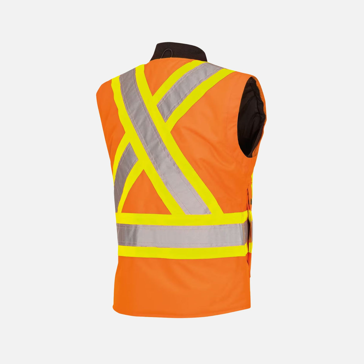 Manteau haute visibilité 7-en-1 pour femme, par Surewerx, imperméable et polyvalent, en orange avec capuche et poches visibles